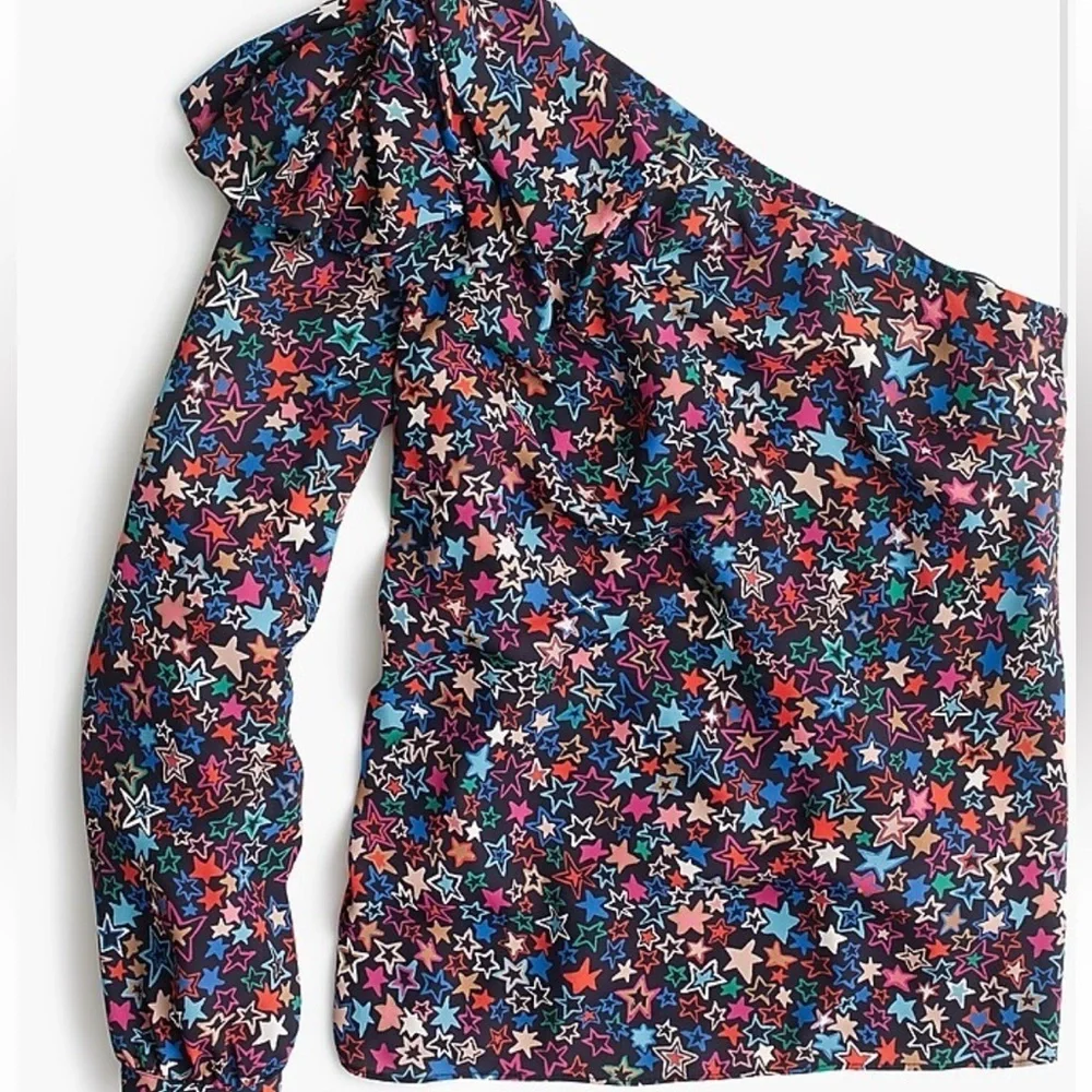 J. Crew One Shoulder Top in Kaleidoscope Star Print